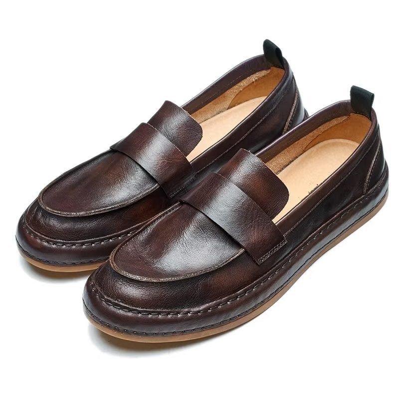 Mocassins Masculinos Lux Couro Vaca Slip-on - Café