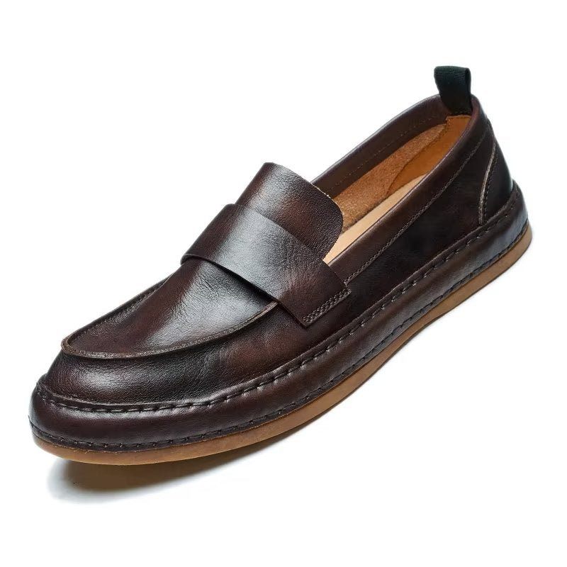 Mocassins Masculinos Lux Couro Vaca Slip-on - Café