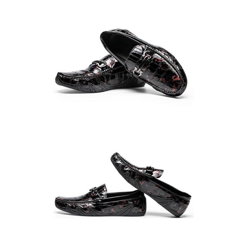 Mocassins Masculinos Luxo Crocmoc Com Padrão Crocodilo Couro - Borgonha