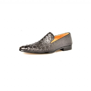 Mocassins Masculinos Luxo Croctex Com Bico Fino E Slip-on