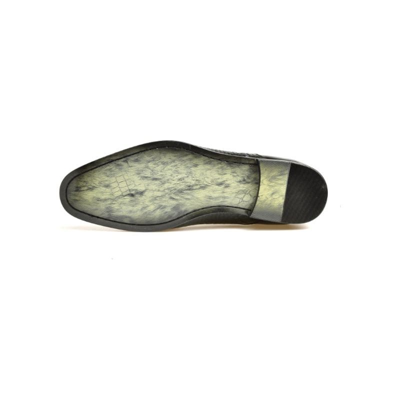 Mocassins Masculinos Luxo Croctex Com Bico Fino E Slip-on - Preto