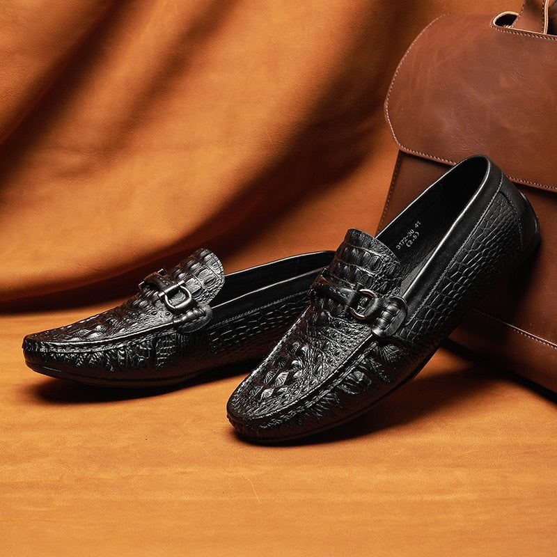 Mocassins Masculinos Luxo Croctex À Prova D'água - Preto