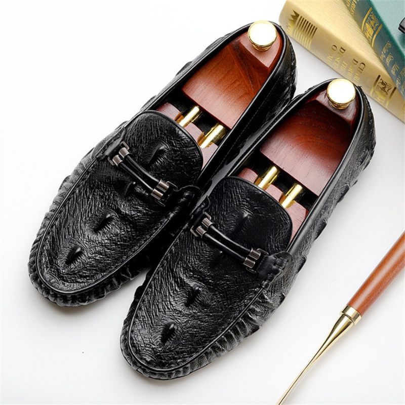 Mocassins Masculinos Luxo Em Couro Croctex Brogue - Preto