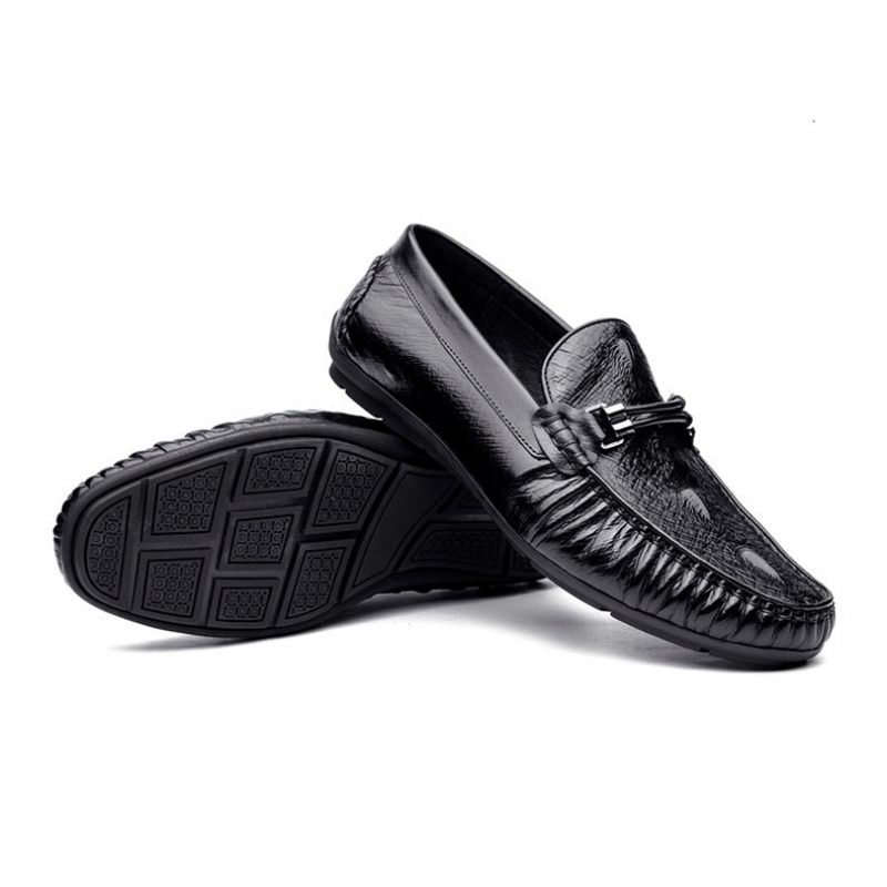 Mocassins Masculinos Luxo Em Couro Croctex Brogue - Preto