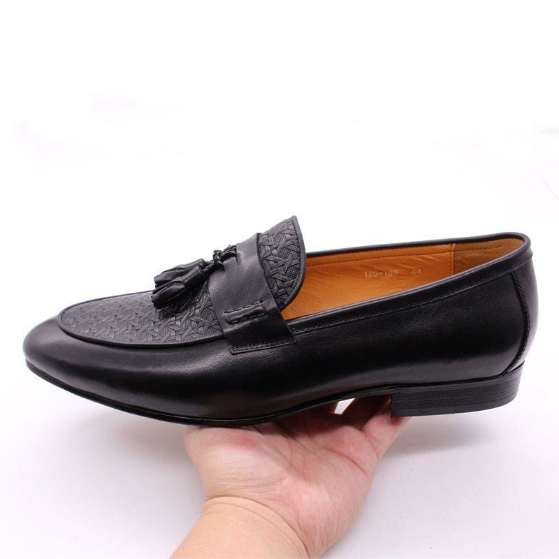 Mocassins Masculinos Luxo Exóticos Com Deslizamento Em - Preto