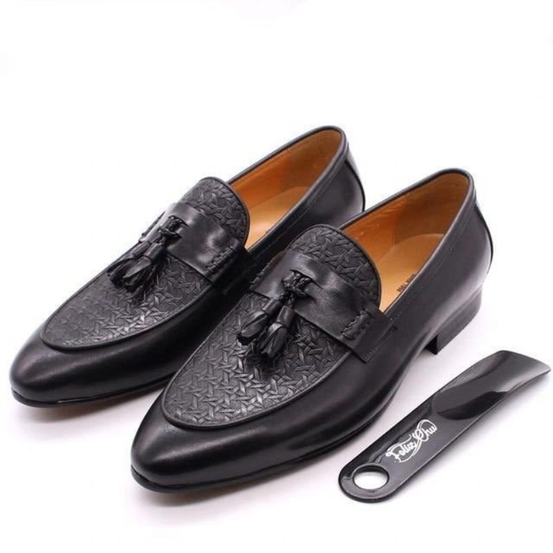 Mocassins Masculinos Luxo Exóticos Com Deslizamento Em - Preto