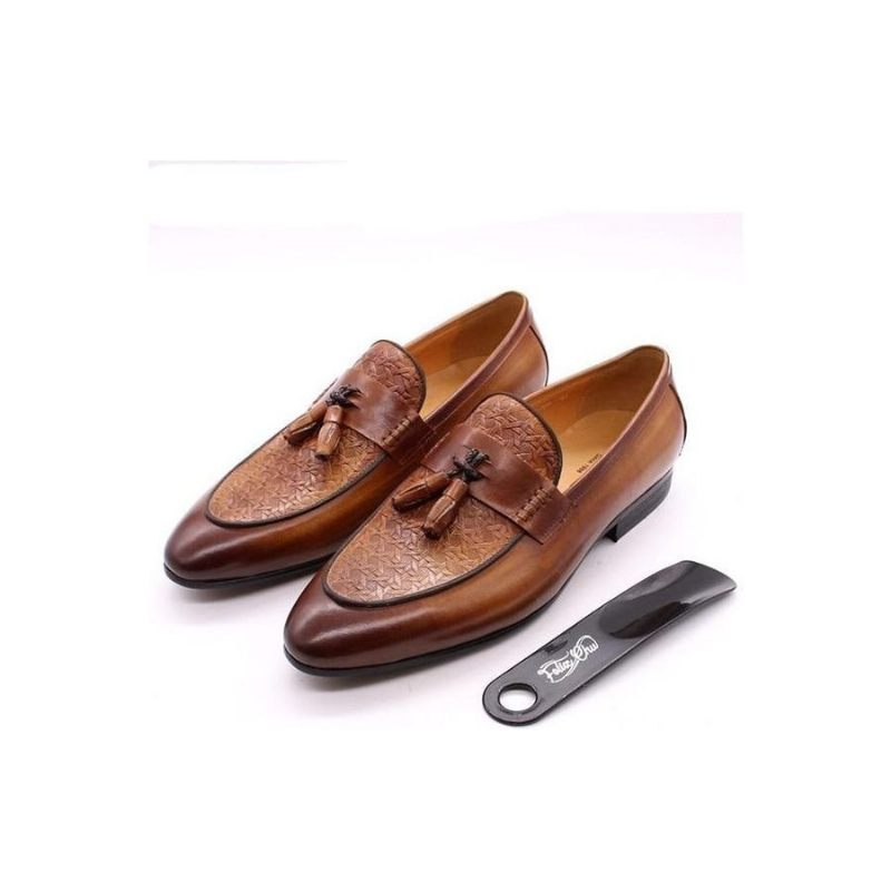 Mocassins Masculinos Luxo Exóticos Com Deslizamento Em - Café