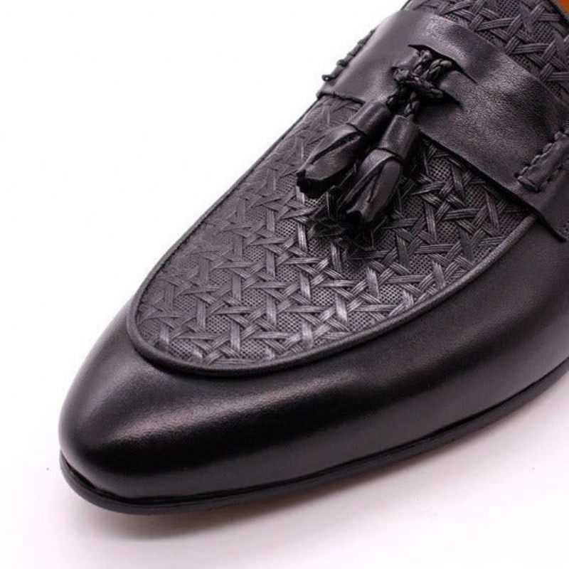 Mocassins Masculinos Luxo Exóticos Com Deslizamento Em - Preto