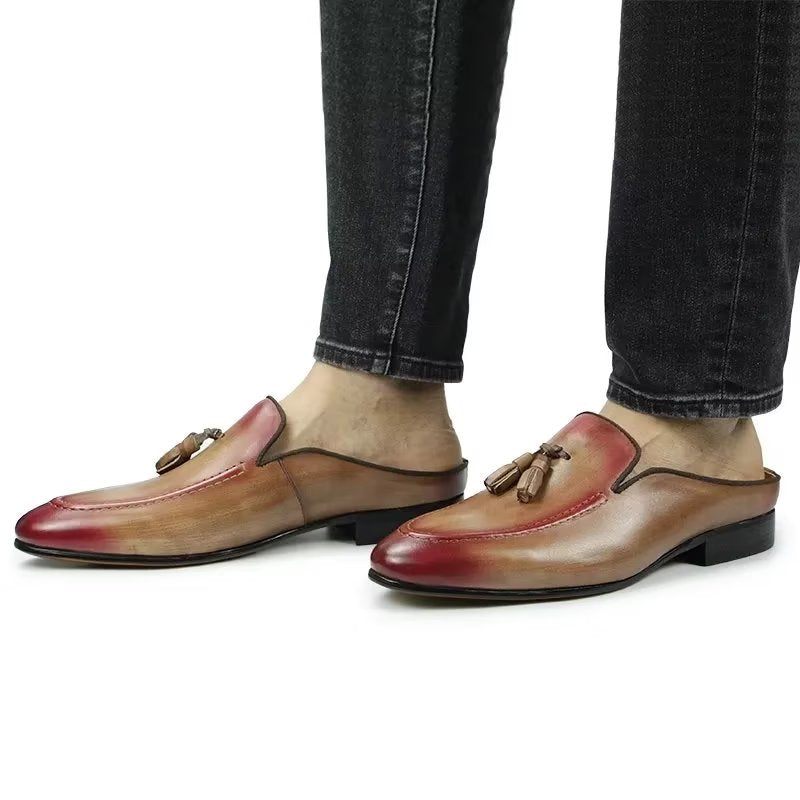 Mocassins Masculinos Luxo Feitos À Mão Chinelos Negócios Couro - Rosa