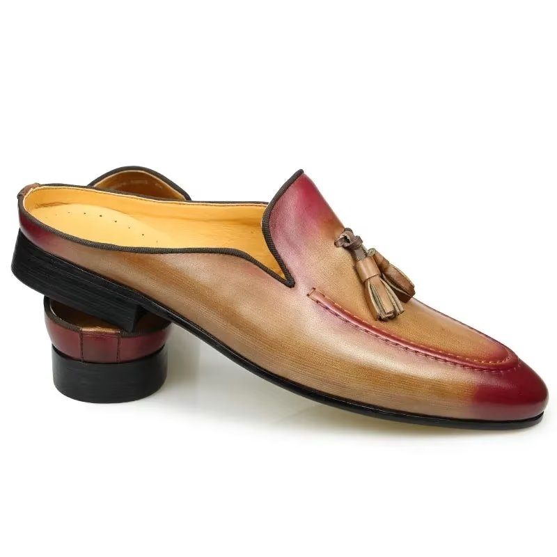 Mocassins Masculinos Luxo Feitos À Mão Chinelos Negócios Couro - Rosa