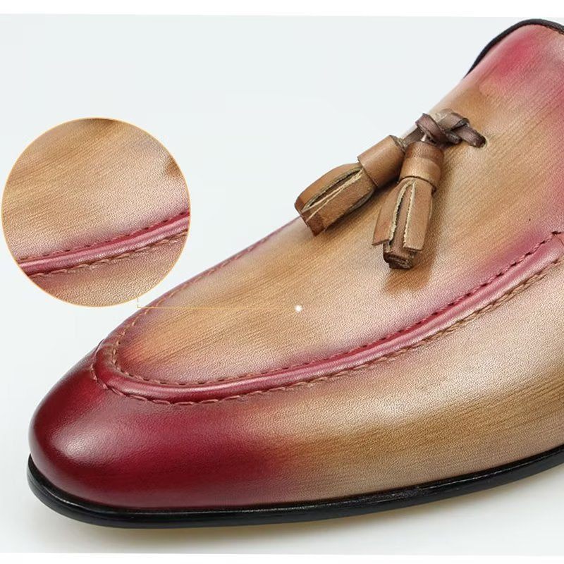 Mocassins Masculinos Luxo Feitos À Mão Chinelos Negócios Couro - Rosa