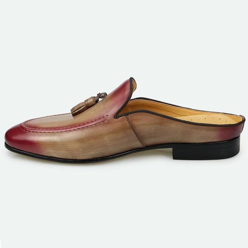 Mocassins Masculinos Luxo Feitos À Mão Chinelos Negócios Couro - Rosa