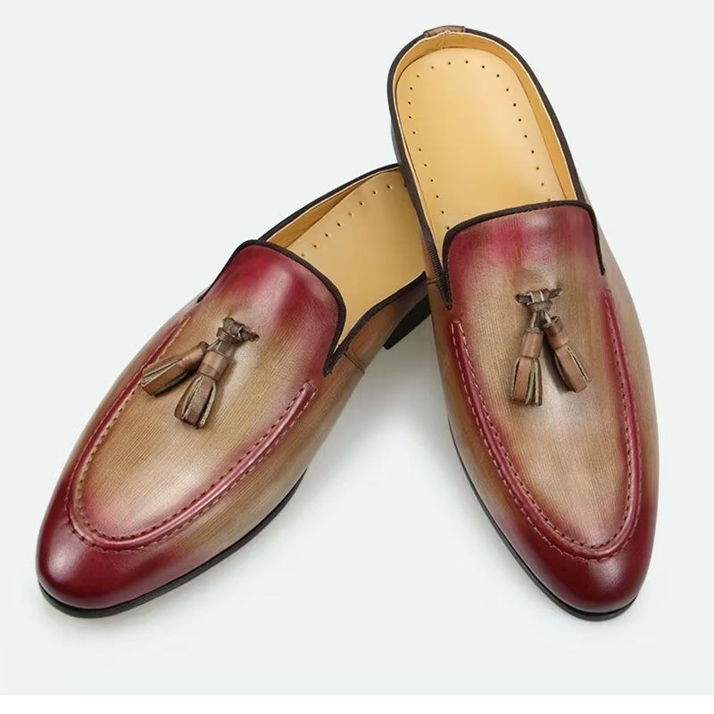 Mocassins Masculinos Luxo Feitos À Mão Chinelos Negócios Couro - Rosa