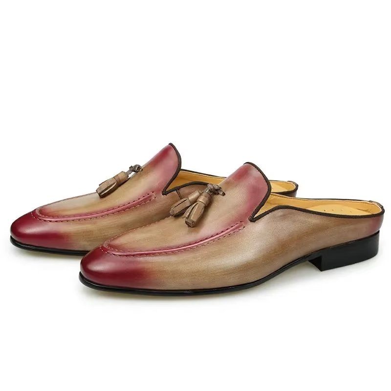 Mocassins Masculinos Luxo Feitos À Mão Chinelos Negócios Couro - Rosa