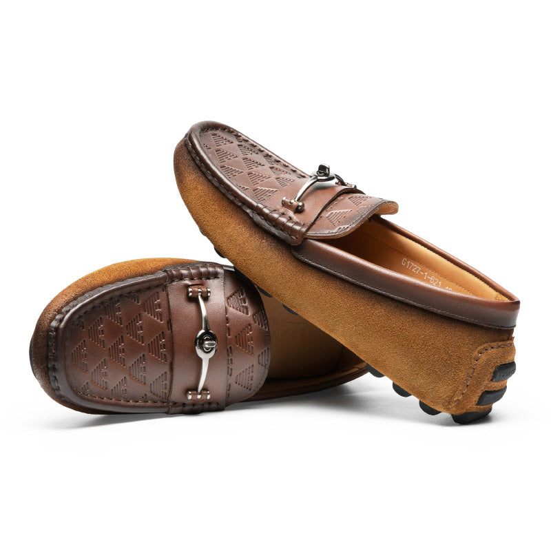 Mocassins Masculinos Luxo Roma Couro Slip-on Para Banquetes - Café