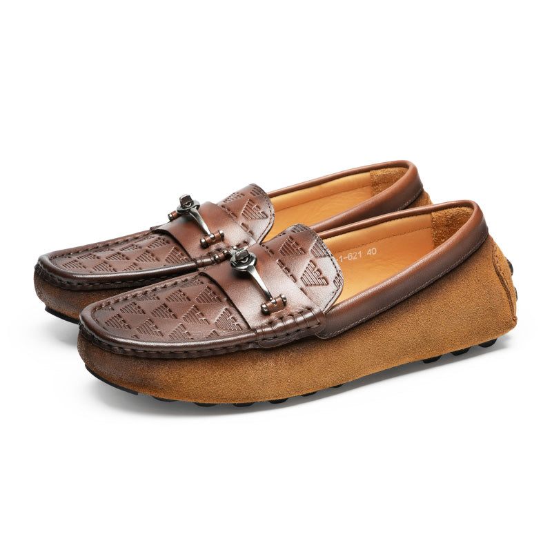 Mocassins Masculinos Luxo Roma Couro Slip-on Para Banquetes - Café