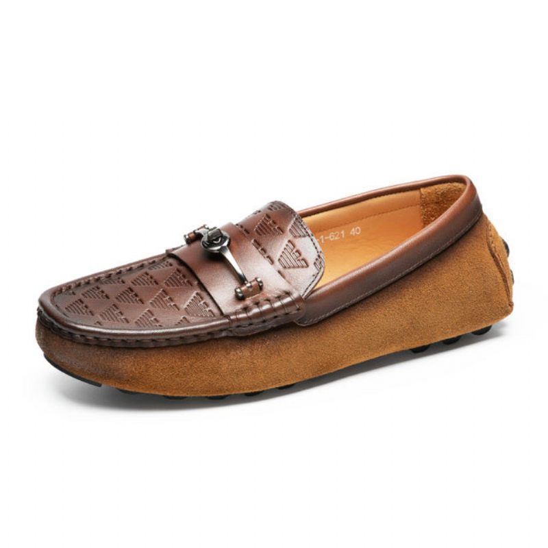 Mocassins Masculinos Luxo Roma Couro Slip-on Para Banquetes - Café