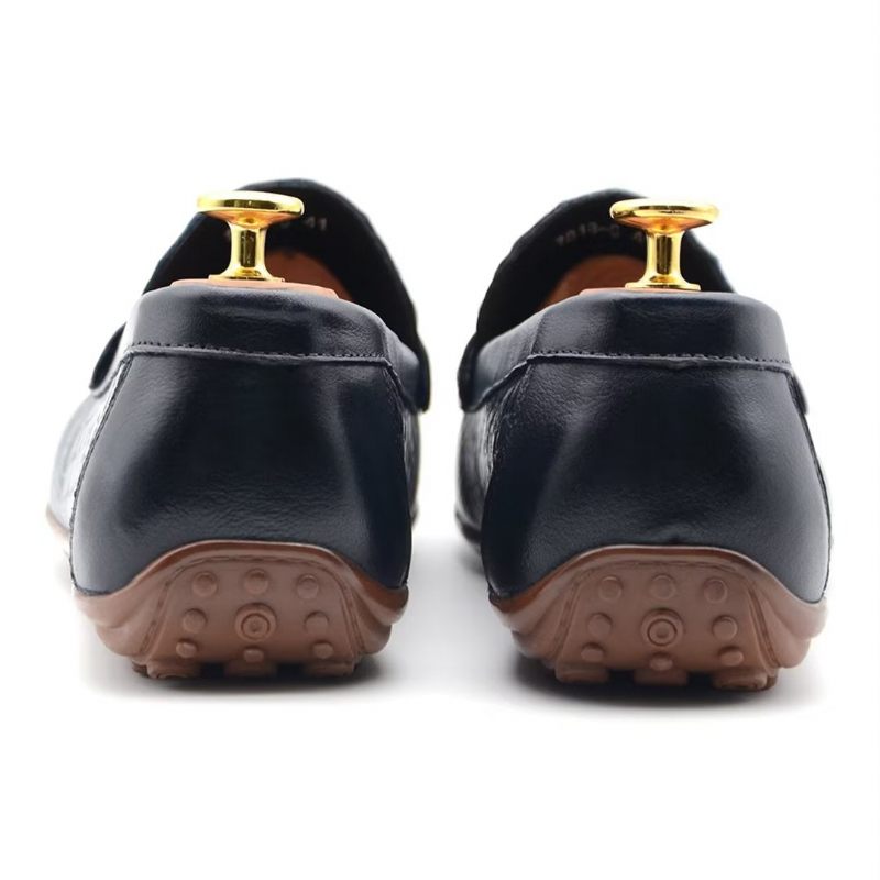 Mocassins Masculinos Luxuosos Com Bico Redondo -  Azul