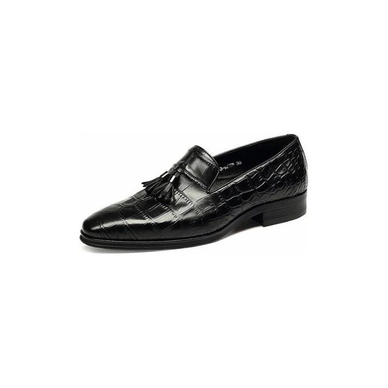 Mocassins Masculinos Luxuosos Com Borla Jacaré - Preto