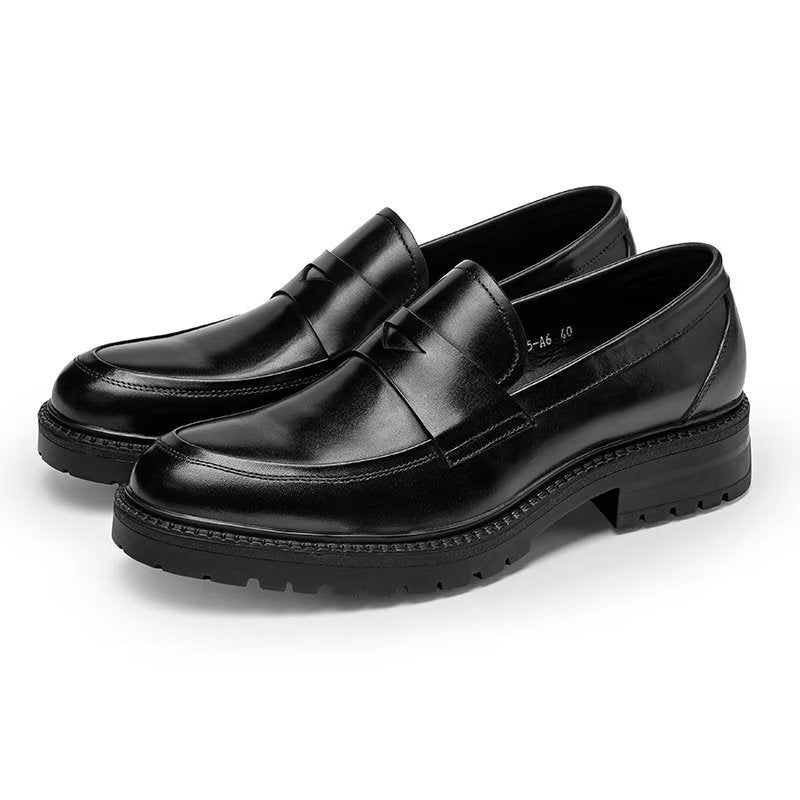 Mocassins Masculinos Luxuosos Couro Chiques Sem Cadarço - Preto