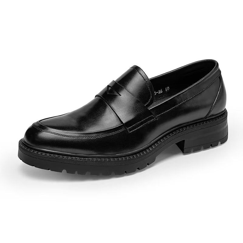 Mocassins Masculinos Luxuosos Couro Chiques Sem Cadarço - Preto