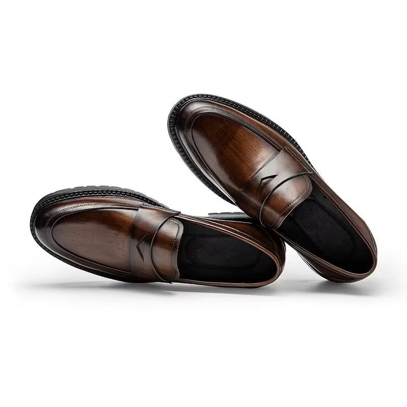 Mocassins Masculinos Luxuosos Couro Chiques Sem Cadarço - Café