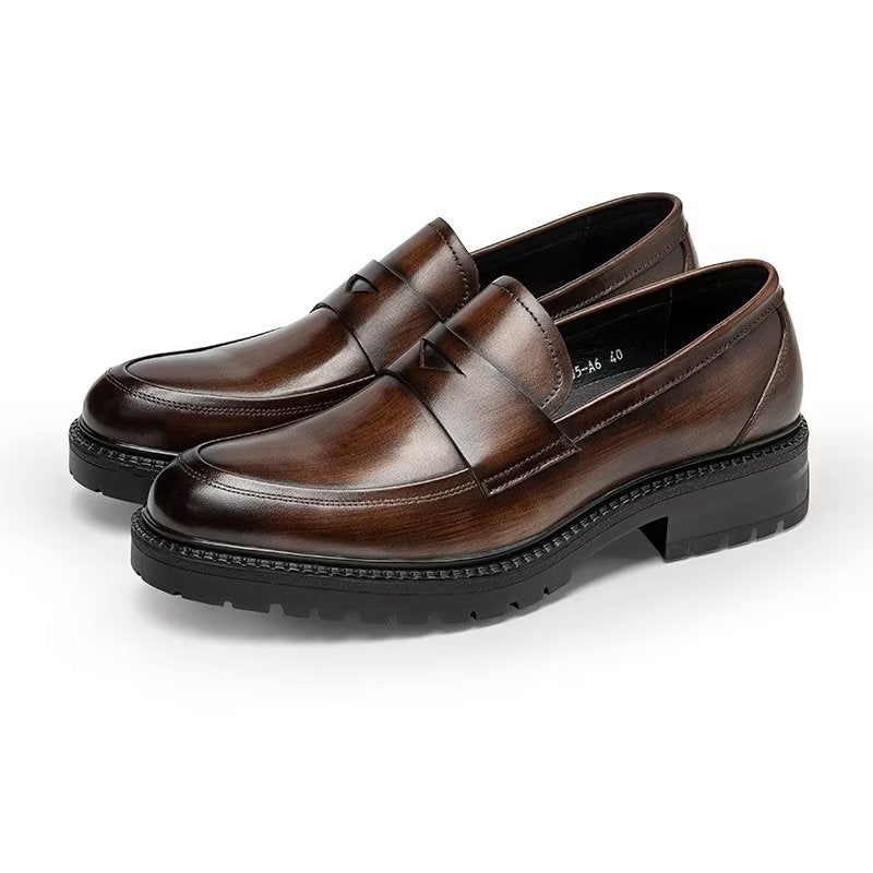 Mocassins Masculinos Luxuosos Couro Chiques Sem Cadarço - Café