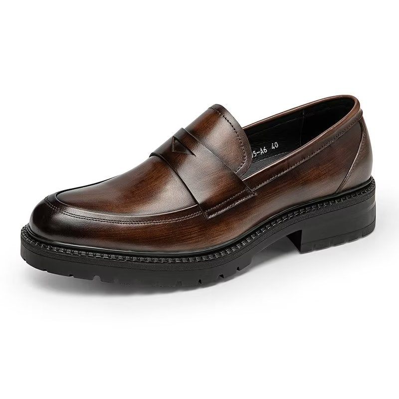 Mocassins Masculinos Luxuosos Couro Chiques Sem Cadarço - Café