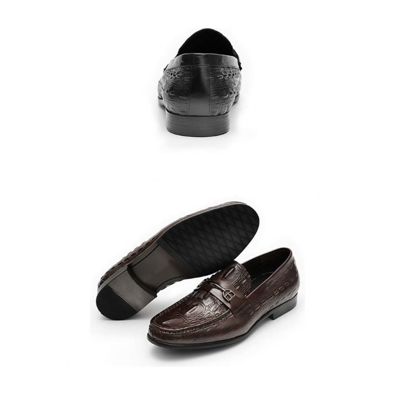 Mocassins Masculinos Luxuosos Couro Crocbreeze Slip-on - Café