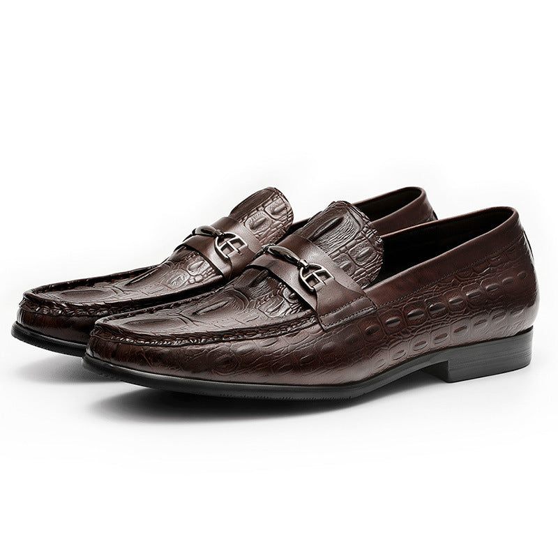 Mocassins Masculinos Luxuosos Couro Crocbreeze Slip-on - Café