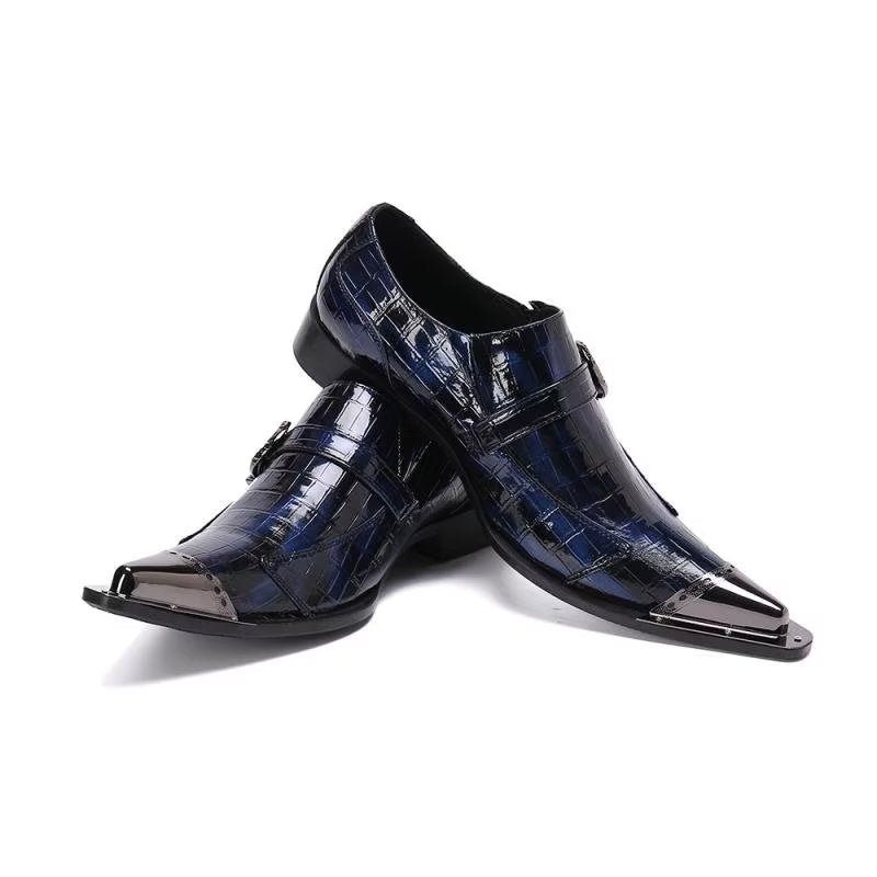 Mocassins Masculinos Luxuosos Couro Crocodilo - Azul