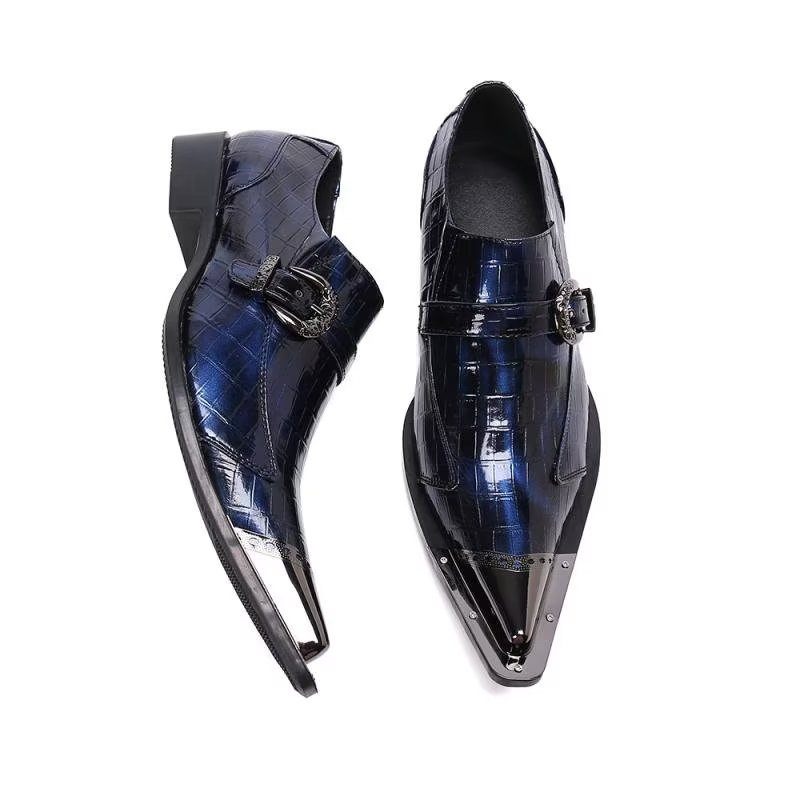 Mocassins Masculinos Luxuosos Couro Crocodilo - Azul