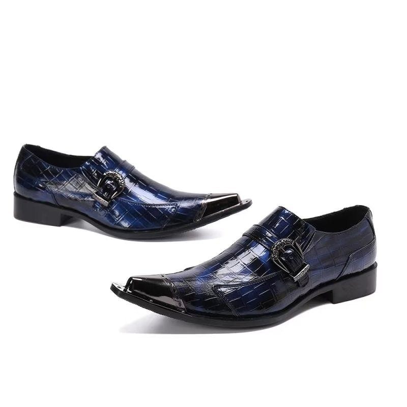 Mocassins Masculinos Luxuosos Couro Crocodilo - Azul