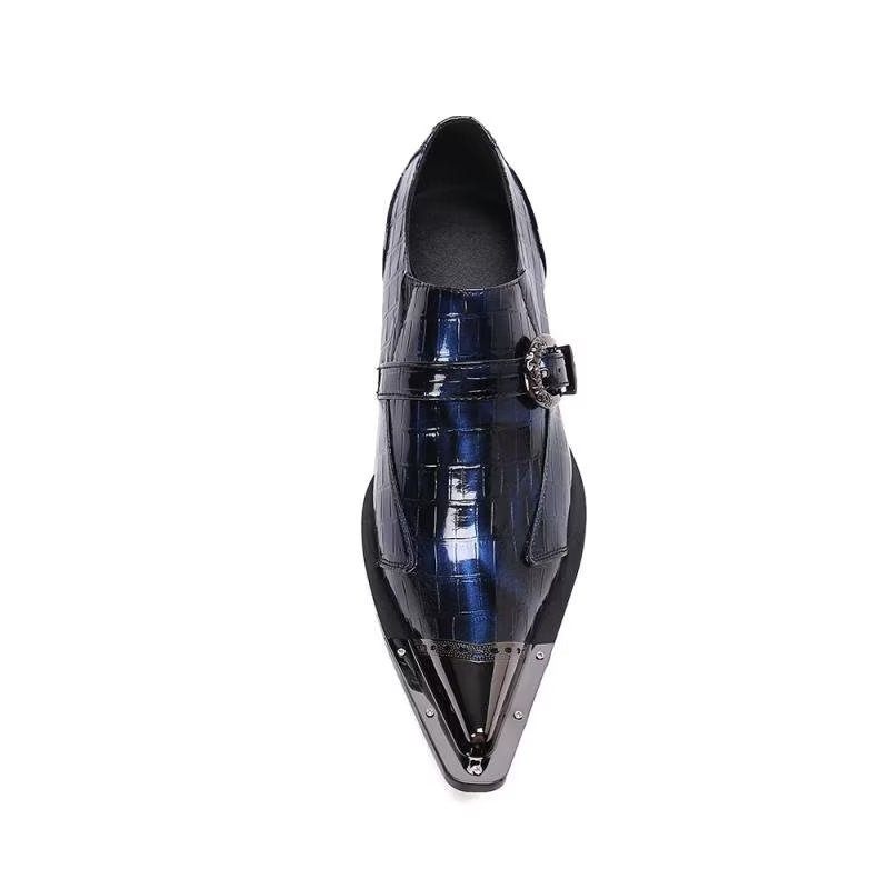 Mocassins Masculinos Luxuosos Couro Crocodilo - Azul