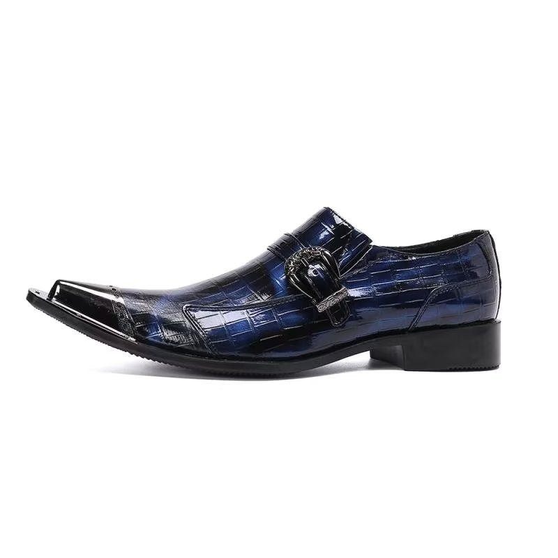 Mocassins Masculinos Luxuosos Couro Crocodilo - Azul