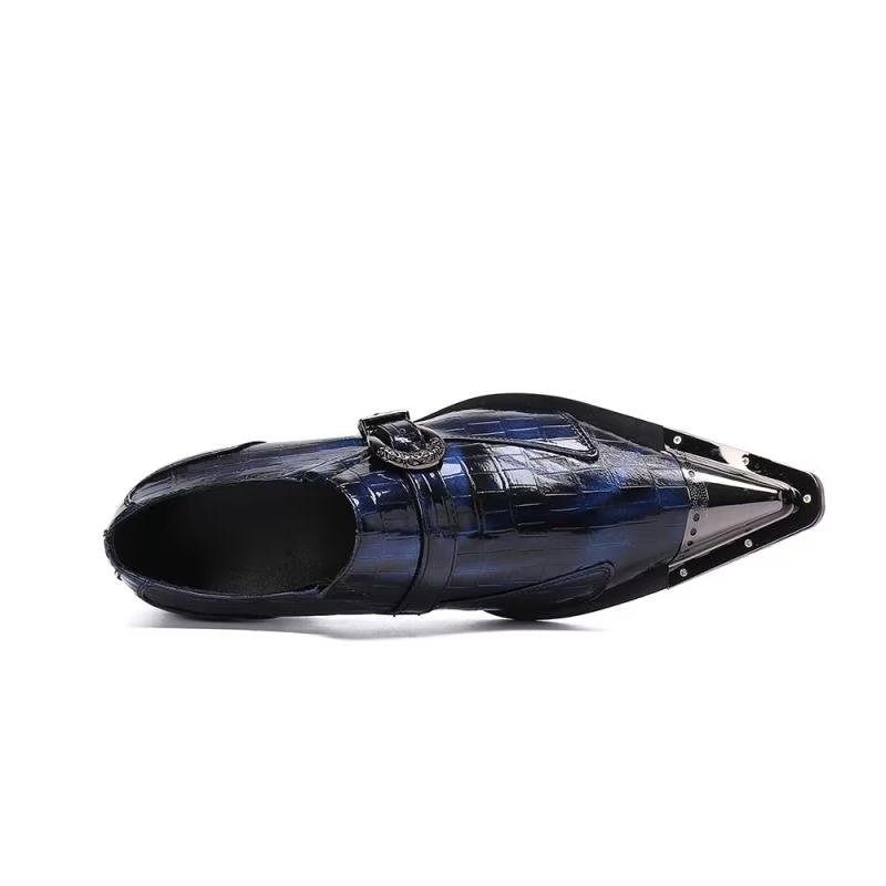 Mocassins Masculinos Luxuosos Couro Crocodilo - Azul