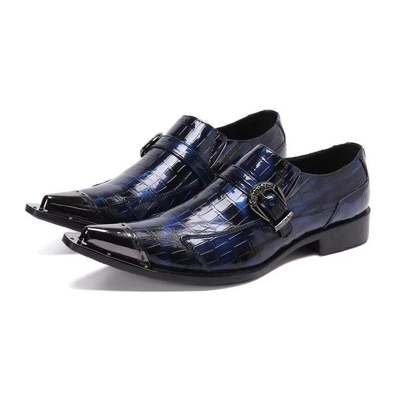 Mocassins Masculinos Luxuosos Couro Crocodilo - Azul