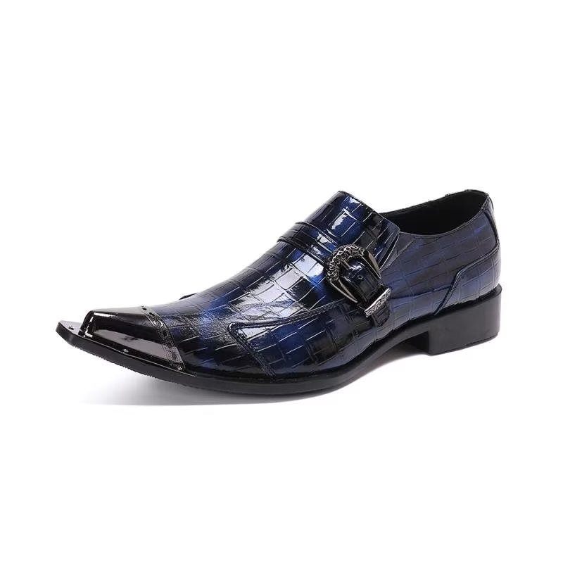 Mocassins Masculinos Luxuosos Couro Crocodilo - Azul