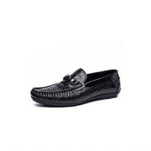 Mocassins Masculinos Luxuosos Couro Crocodilo Com Padrão Jacaré Oxford