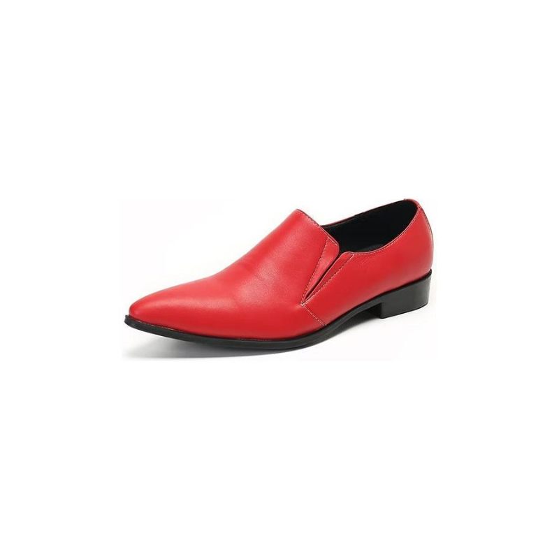 Mocassins Masculinos Luxuosos Couro Liso E Elegantes - Vermelho