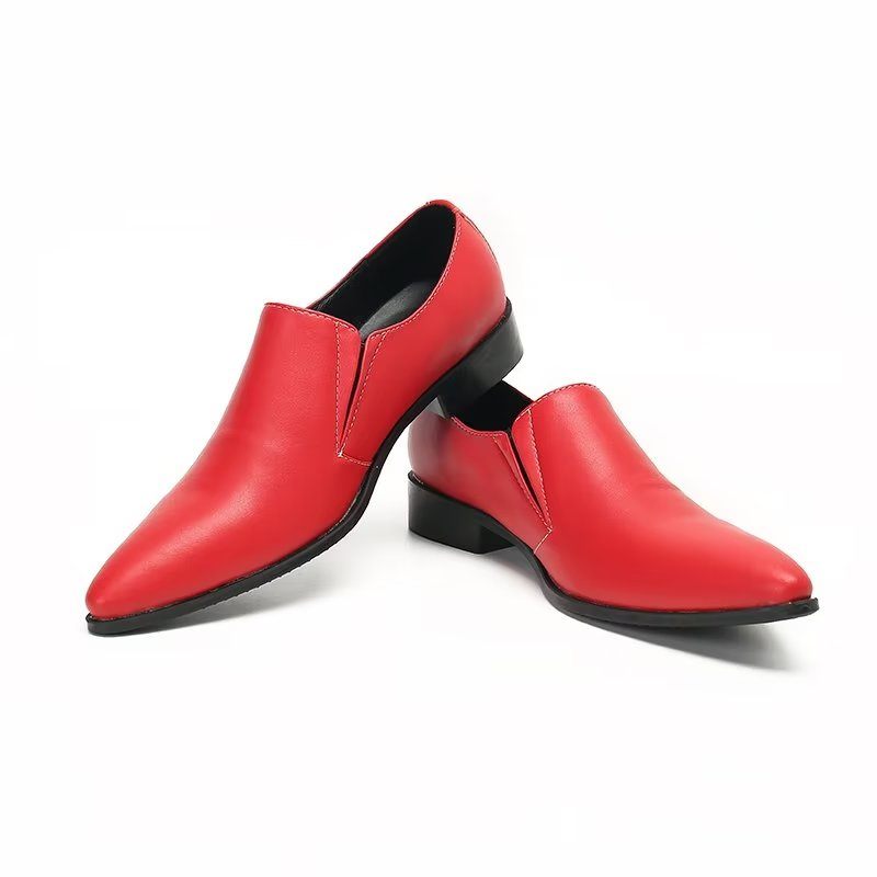 Mocassins Masculinos Luxuosos Couro Liso E Elegantes - Vermelho