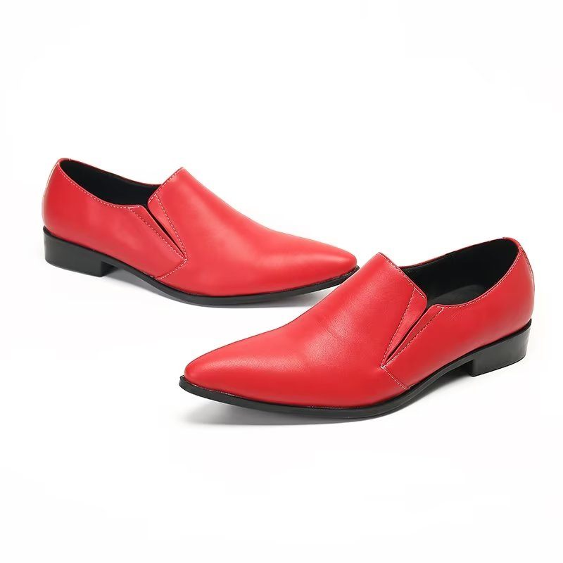 Mocassins Masculinos Luxuosos Couro Liso E Elegantes - Vermelho