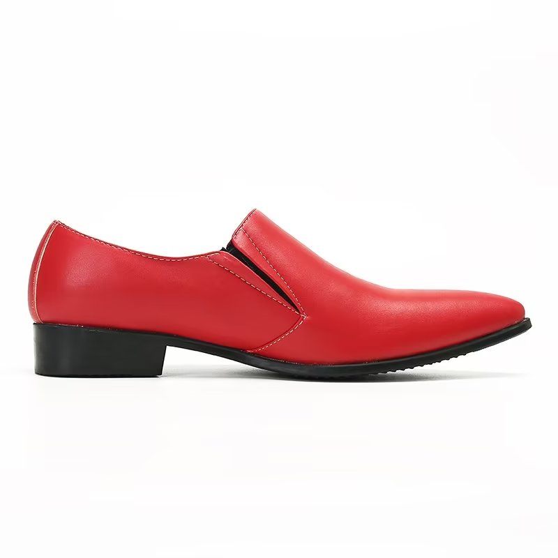 Mocassins Masculinos Luxuosos Couro Liso E Elegantes - Vermelho