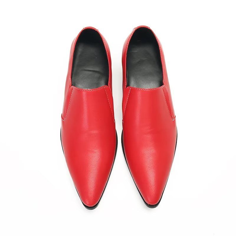 Mocassins Masculinos Luxuosos Couro Liso E Elegantes - Vermelho