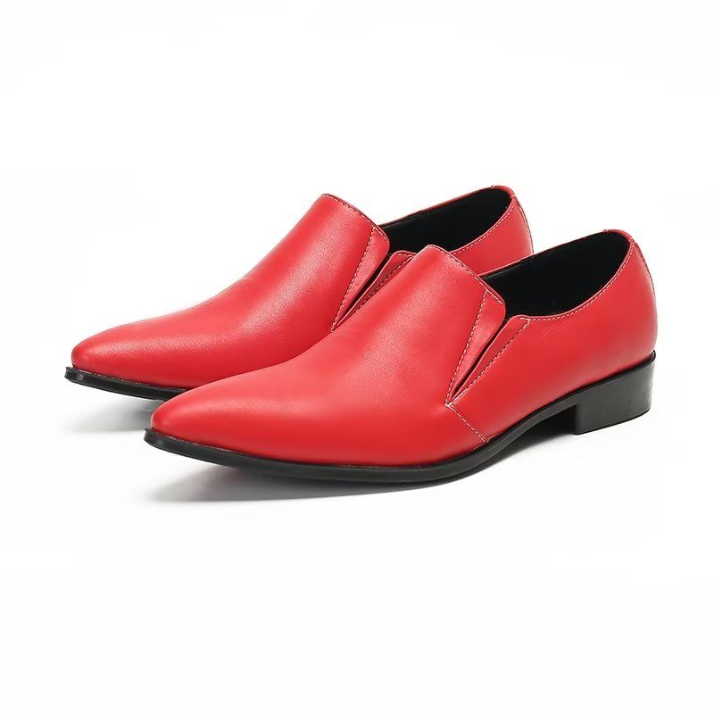 Mocassins Masculinos Luxuosos Couro Liso E Elegantes - Vermelho