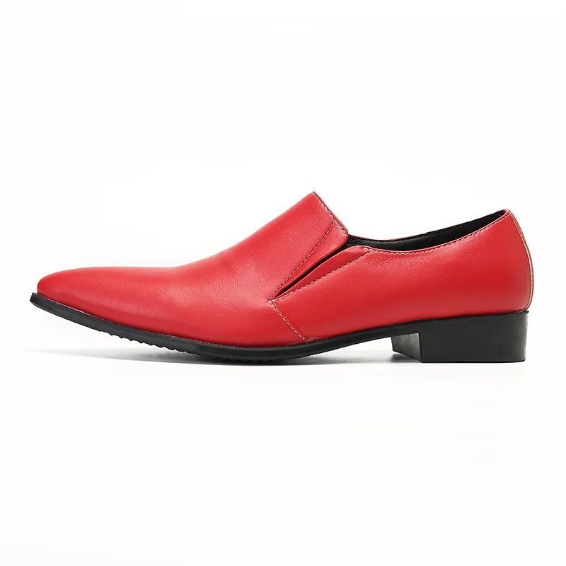 Mocassins Masculinos Luxuosos Couro Liso E Elegantes - Vermelho