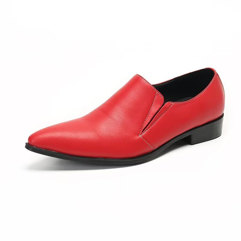 Mocassins Masculinos Luxuosos Couro Liso E Elegantes - Vermelho