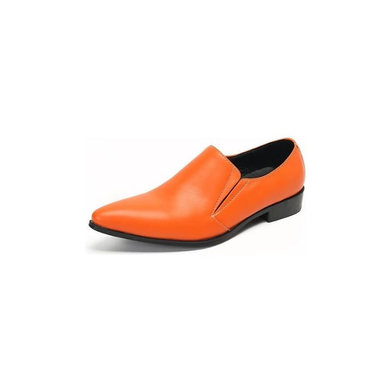 Mocassins Masculinos Luxuosos Couro Liso E Elegantes - Laranja