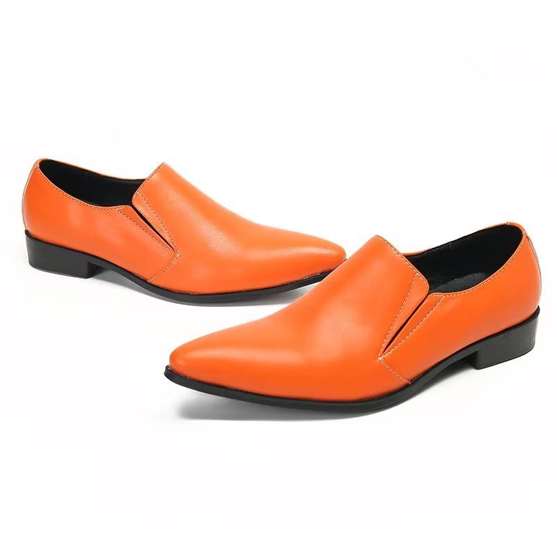 Mocassins Masculinos Luxuosos Couro Liso E Elegantes - Laranja