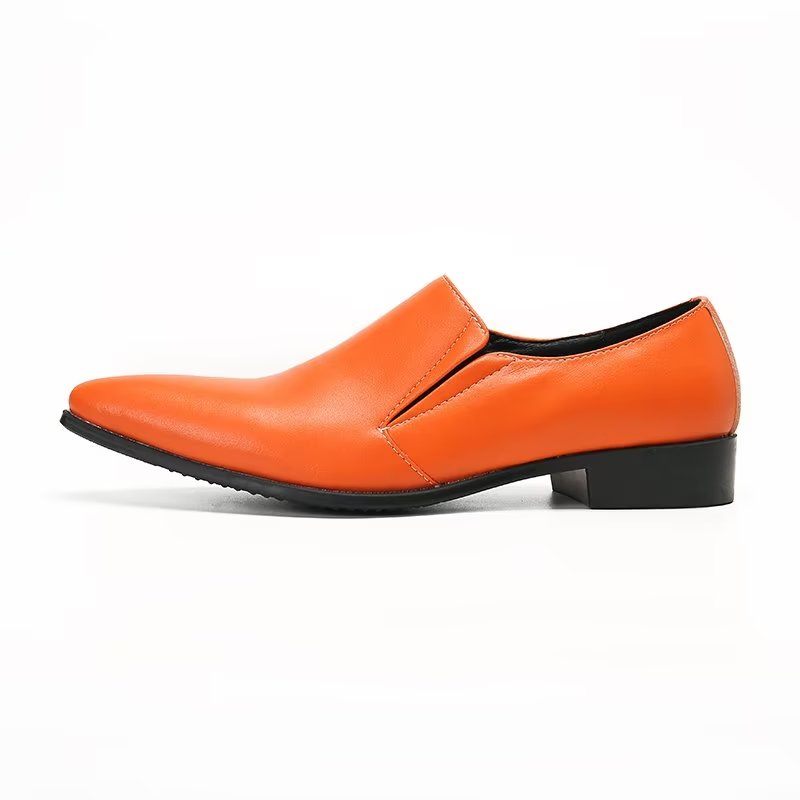 Mocassins Masculinos Luxuosos Couro Liso E Elegantes - Laranja